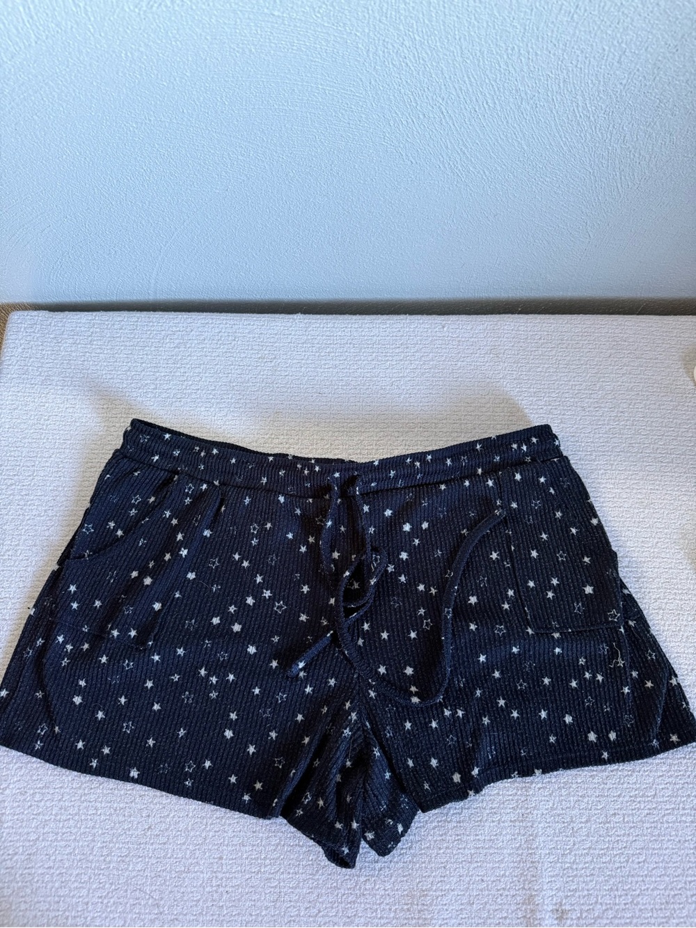 Lucky Brand Navy Star Knit Drawstring Sleep Shorts